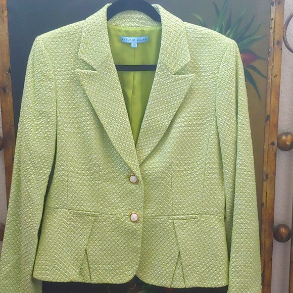ANTONIO MELANI Jackets & Blazers - Antonio Melanie Mint Tweed Blazer, 84% Cotton